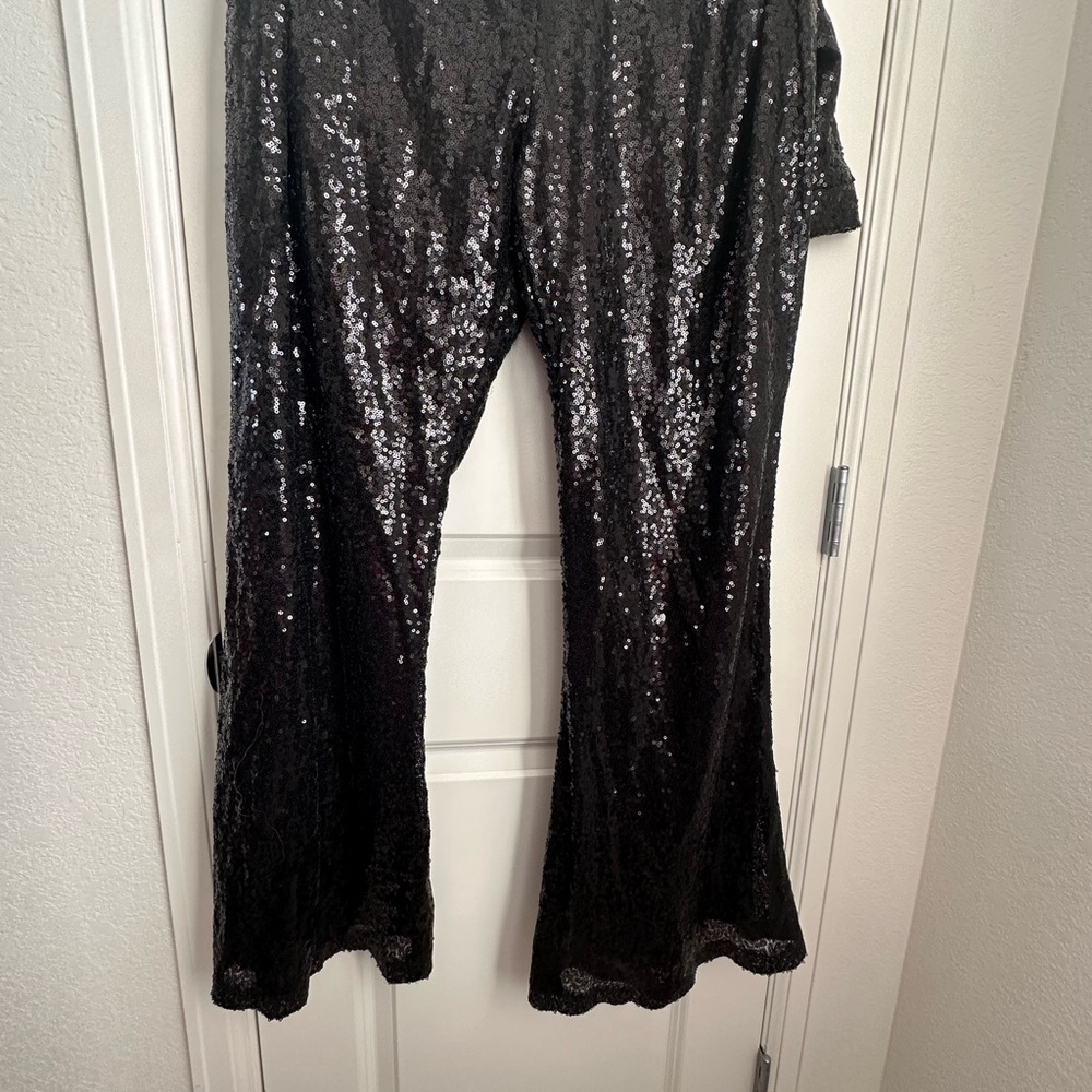 Saint Genies Black Sequin Flare Pants